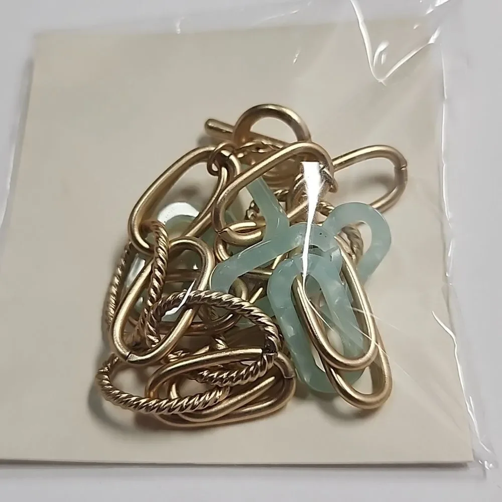 Gold and Mint Chain Bracelet